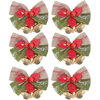 UIYIHIF 50 Stück Weihnachtsschleife mit Glöckchen, Mini-Schleifen, Ornament, Rot und Grün, Geschenkboxen, Dekoration für Weihnachtsbaum, Hochzeit, Party, Hängedekoration