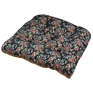 FANSU Stuhlkissen mit Bändern, Blumen Drucken Sitzkissen Jacquard Weiches Stuhl Auflage Tatami Komfortable Sitzpolster für Indoor Zuhause Stuhl Balkon Garten (45x45x7cm,Blumen)
