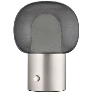 blomus Tischleuchte -IRIS- Größe H 32 cm, Ø 24 cm, Tischlampe Indoor, Leuchtmittel, warm, mix, cold, Wahl von drei Lichttönen, inkl. Ladestation silberfarben