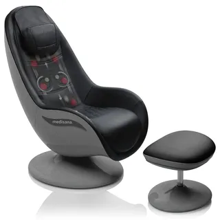 Medisana LoungeChair Massagesessel 100 x 100 x 100 cm Dunkelgrau mit Hocker