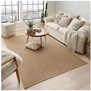 Taracarpet Outdoor & Indoor Teppich für Wohnzimmer Balkon Terrasse wetterfest Borneo Sisal-Jute-Optik naturfarben Natur Fischgrät 120x170 cm