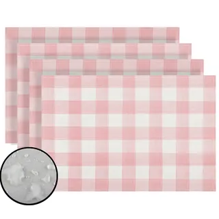 Tischsets, Aquarell-Design, rosa-weiß, Büffelkaro, kariert, 4 Stück, rosa Gingham-Tischsets, Bauernhaus, Frühling, Ostern, Heimdekoration, 30,5 x 45,7 cm