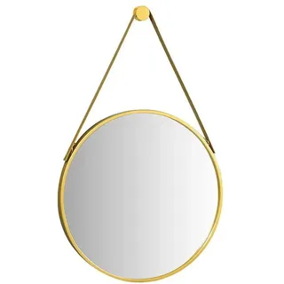 Dekorativ Schminkspiegel, großer runder Wandspiegel, hängender runder Wandspiegel, Spiegel mit Lederriemen for Zuhause, Badezimmer, Schlafzimmer, Wohnzimmer ( Color : Gold , Size : Diameter:40cm )
