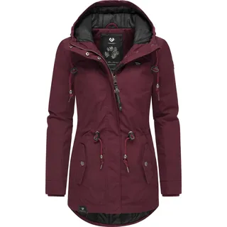 Ragwear Damen, Winterjacke warmer Kurzmantel mit Kapuze Monadis Black Label Intl Wine Red22 Gr. XS - XS