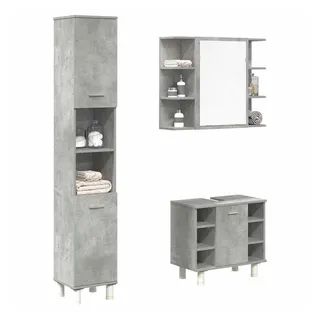 vidaXL 3-tlg. Badmöbel-Set Betongrau Holzwerkstoff