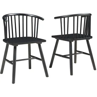 [en.casa] Esszimmerstuhl Stami Holz schwarz 2er Set