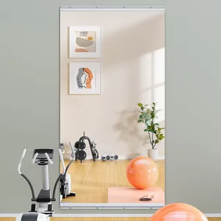 Hasipu Ganzkörperspiegel 160x70cm, Spiegel Fitnessraum groß, Wandspiegel Tanzspiegel, Gehärtetes Glas Rahmenlose Spiegel für Garage, Fitnessstudio, Zuhause Yoga