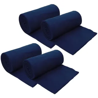 Wohndecke 4 Stück Fleecedecken 130x170 cm Farbe dunkelblau, Betz, Fleecedecke blau