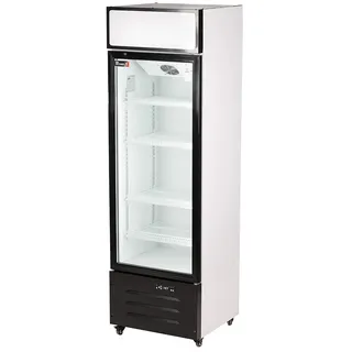 Romux® Glastürkühlschrank 300 Liter 1 Tür Belüftet mit Umluftsystem |  Professioneller Getränkekühlschrank mit Glastür & LED I Flaschenkühlschrank