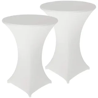 infactory Hussen: 2er-Set Stretch-Stehtischhussen, Oeko-TEX® Standard 100, Ø 80 cm, weiß (Hussen Tische, Tischschonbezug)
