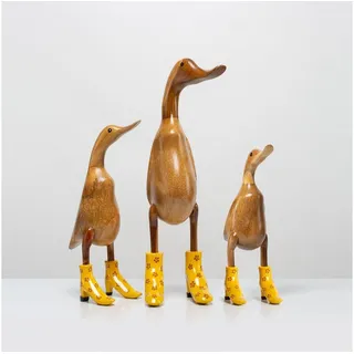 DomDeco Dekofigur Handgefertigte Deko-Figur aus Holz "Ente mit Absatz" gelb 42 cm