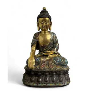 Asien LifeStyle Buddhafigur Buddha Figur Bronze Cloisonne Skulptur 50 cm groß