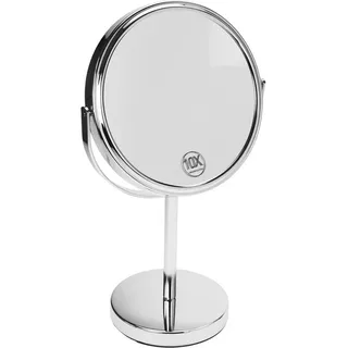 Fantasia Beauty Kosmetikspiegel Standspiegel, Metall, Chromfarben, 10-fach Vergrösserung, Ø 18 cm (1-St), 10-fach Vergrösserung