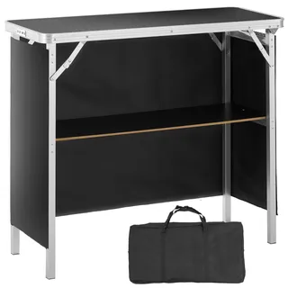 Vevor Tragbare Messetheke Messetresen, 975 x 385 x 870 mm Messestand Ausstellungs-Thekenständer, Faltbarer Promotion-Bartisch Promotiontheke, Rezeption mit Aufbewahrungsregal, Tragetasche, Schwarz