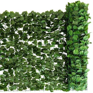 Kunstpflanze Efeu, COSTWAY, Höhe 150 cm, Pflanzenwand, Sichtschutz, L: 300cm grün 300 cm x 150 cm