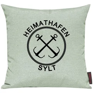 Shirtinstyle Sofakissen Heimathafen Sylt, Kissen, Meer, Heimatort, Stadt, Urlaub, Größe 40 x 40cm, Farbe Mint