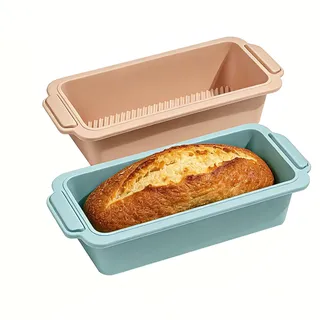 VINATO 2 Stück Silikon Backformen Brot & Kuchen, Klein Brotbackform 28x16x6.5 cm Antihaft Kastenform für Brot Backen - Brotform zum Kuchen/Toastbrot-Blau & Pink