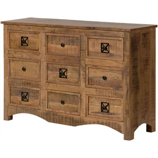 Massivmoebel24 Kommode 130 x 85 x 40 cm Natur / Braun