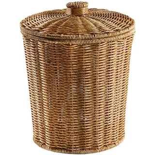 Geflochtener runder Rattan-Mülleimer mit Deckel für Blumenkästen, gewebte Aufbewahrungskörbe aus Weide