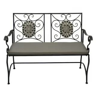 Bistro Sitzbank Funchal 116 x 56 x 90 cm - 2-sitzer Balkonbank aus Eisen, Grau-Weiß - Metallbank für Garten & Balkon - Bistrobank für Terrasse