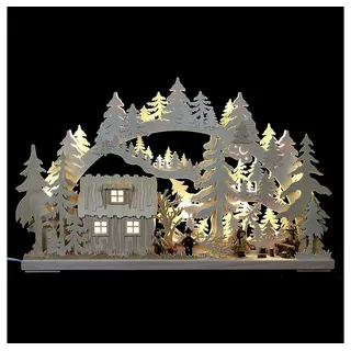 RATAGS Kunsthandwerk Schwibbogen 3D-Schwibbogen Blockhütte mit Waldarbeitern (62x38x8cm) von RATAGS Hol