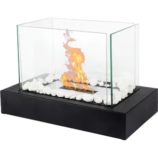 Fiérza Tischkamin - Tischfeuer Komplettset - 35CM - inkl. Dekosteine - Bioethanol Kamin für Indoor & Outdoor - Unendliche Brenndauer & Lagerfeuer... - Schwarz