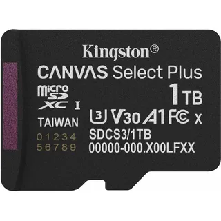 Kingston Canvas Select Plus microSD Speicherkarte 1TB micSDXC Gen3 150R A1 Ohne SD-Adapter - SDCS3/1TBSP