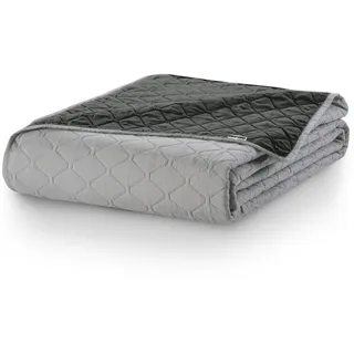 DecoKing Uni Wendedesign Bettüberwurf 260 x 280 cm Grau/Silber