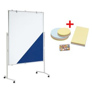 Maul Moderationstafel MAULpro 64074, inkl. Zubehör, Textil / Whiteboard Rollen 120 x 150cm blau / weiß