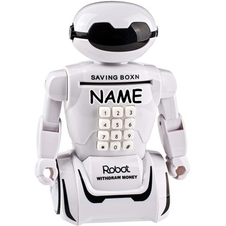 elektronische Spardose + Tischlampe - Roboter - inkl. Name - mit Zahlenkombination/Passwort + Sound + Licht - digitaler Tresor Sparschwein für Kinder Famili..