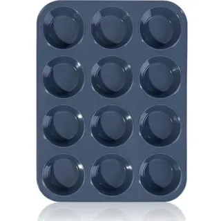 12 Große Silikon-muffinform, Antihaftbeschichtetes Backblech Für Cupcakes, Brownies, Pudding, 33 X 25 X 3 Cm (grau)