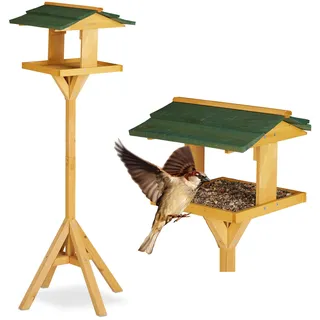 Relaxdays Vogelhaus mit Ständer Dunkelgrün,Hellbraun