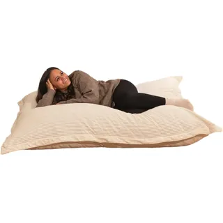 bananair - Sitzsack XXL aus Cordstoff für Kinder und Erwachsene, Weich und Bequem, Maschinenwaschbarer Bezug - Sitzsack mit Füllung, Giant Bean Bag, Puff, Bodensofa (180x140 cm, Gebrochenes Weiß)