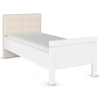 Rauch Bett RAUCH "Bett Einzelbett Stollenbett EVELYN", weiß (alpinweiß), B:99cm H:100cm L:214cm, Betten, Bett, in Komforthöhe mit Polsterkopfteil in elegantem Stil MADE IN GERMANY