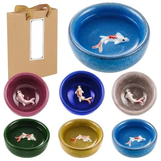 Koreanische Koi-Fisch-Porzellan-Schnapsgläser, 6er-Set, Eis-Crackle-Design, Keramikbecher für Tee und Saucen, ideal für Zuhause und Esszimmer