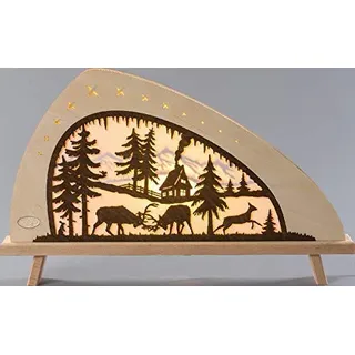 Weigla Günter Gläser Leuchtenherstellung Standleuchte LED Rotwild farbig (L/H/T): 52,0 cm x 32,0 cm x 6,0 cm NEU Lichterbogen Lichterspitze Schwibbogen Leuchter