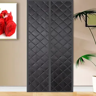 Magnet Wärmeschutzvorhang für Türen Wärmeschutz im Winter Hitzeschutz Türvorhang Thermo kälteschutz Filz für türen Balkontür Außentür Wohnzimmer 90x225cm Schwarz