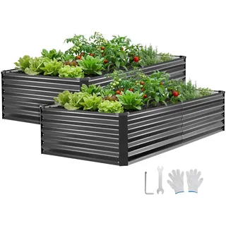 Vevor Hochbeet Metall 203 x 102 x 46 cm Dunkelgrau