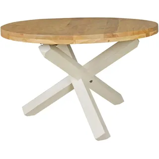 FineBuy Esstisch rund Ø 120 cm Akazie braun/weiß