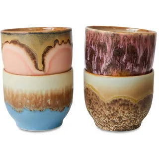 Hkliving - 70's Café Becher rund 195 ml, lagoon (4er-Set)