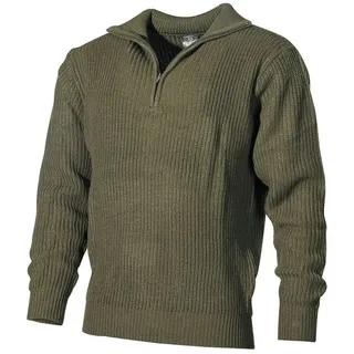 MFH Rundhalspullover Pullover, "Troyer", oliv, mit Reißverschluss grün L