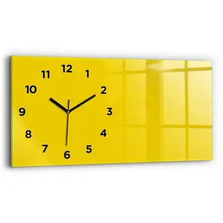 Tulup Wanduhr Wanduhr Glasuhr Rechteckige Wanduhr 60x30 cm Uhr aus Gehärtetem Glas gelb