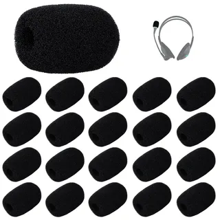 LUTER 20 Stück Mini Mikrofon Windschutz, Schaumstoff mit Hoher Dichte Mikrofon Windschutzscheibe für Headset Schutz für Lavalierm Mikrofone (Schwarz)