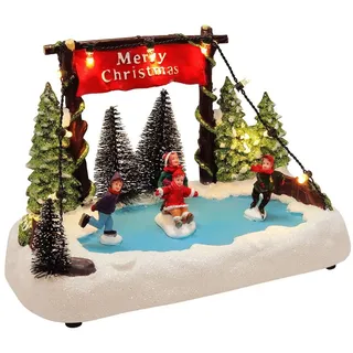 Spetebo Kleine Winterlandschaft mit Eisbahn 19 cm - mit LED Beleuchtung