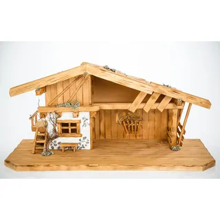 Holz und Gartentrends Weihnachtskrippe Krippe Krippenstall Weihnachten Weihnachtskrippen Tischkrippen Krippenfiguren (Weihnachtskrippe W01)