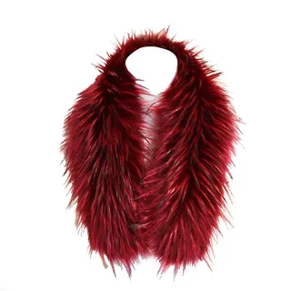 Amorar Frau Pelz-Schal Halswärmer Kunstpelz Schal Kragen Wrap Pashminas für Wintermantel Kragen Kapuze Edges Pelzschal Stolen Dicker Schals Nackenwärmer Weinrot
