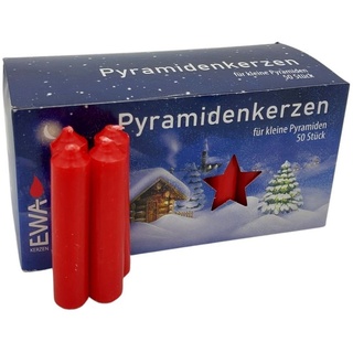 BURI Stumpenkerze 50 Pyramidenkerzen rot 14x70mm Weihnachtskerze Adventskerze Weihnachts rot