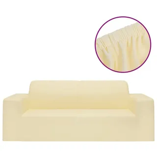 vidaXL Sofahusse Stretch Creme 2-Sitzer 100% Polyester