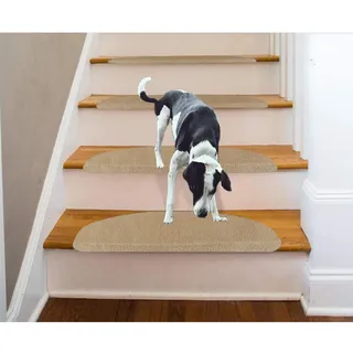 Belfoyer Treppenstufenmatten Selbstklebend 65x25cm Stufenmatten Schallschutz Treppenstufen Schutz für Senioren Kinder Hunde 15 Stück (Halbkreis 15 Stück, Braun)