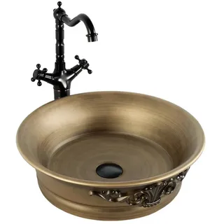 wohnwerk.idee Aufsatzwaschbecken Waschbecken Retro Vintage Antik Bronze Betty goldfarben